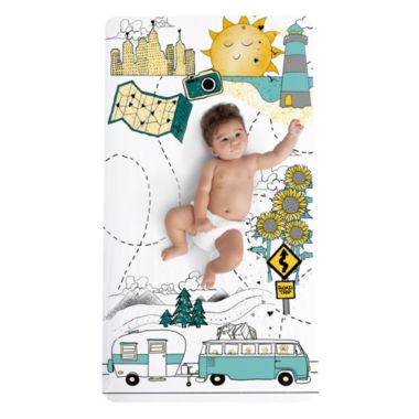 JumpOff Jo - Fitted Crib Sheet, 100% Cotton Sheet for Standard Crib Mattresses 28 in. x 52 in. - Road Trip. View a larger version of this product image.