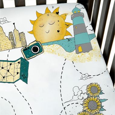 JumpOff Jo - Fitted Crib Sheet, 100% Cotton Sheet for Standard Crib Mattresses 28 in. x 52 in. - Road Trip. View a larger version of this product image.