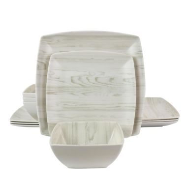 Gibson Home Woodgrain 12 Piece Melamine Dinnerware Set. View a larger version of this product image.