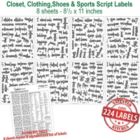Alternate image 1 for Talented Kitchen 224 Closet, Clothing, Shoes & Sports Labels. 224 Script Label Stickers. Water Resistant. Decals Storage Organization for Bins Baskets & Containers (Set of 224-Closet Clothing & Shoes)