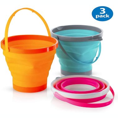 Top Race Foldable Pail Bucket Set Of 3 Collapsible Buckets Multi-Purpose For Beach,. View a larger version of this product image.