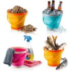 Alternate image 2 for Top Race Foldable Pail Bucket Set Of 3 Collapsible Buckets Multi-Purpose For Beach,