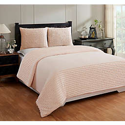 King Olivia Comforter 100% Cotton Tufted Chenille Comforter Set Peach - Better Trends