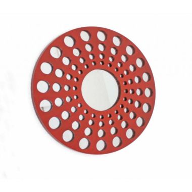 HomeRoots Decor 23.5 x 23.5 x 1 Red, Mirrored Wooden - Wall Decor - 274531. View a larger version of this product image.