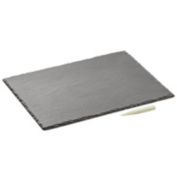 mDesign Slate Stone Serving Tray and Chalk Pencils, Food Board