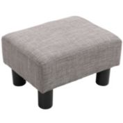 HOMCOM 16" Cube Modern Linen Fabric Pouf Footrest Ottoman - Grey