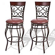 Costway 360 Degree Swivel Bar Stools Set of 2 with Leather Padded Seat