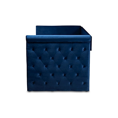 Baxton Studio Amaya Modern And Contemporary Navy Blue Velvet Fabric Upholstered Twin Size Daybed With Trundle - Navy Blue. View a larger version of this product image.