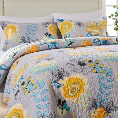 Greenland Home Fashion Watercolor Dream 100% Cotton Quilted Pillow Sham - King 20x36", Gray. View a larger version of this product image.