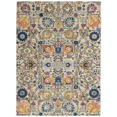 Nourison Passion 5'3" x 7'3" (5' x 7') Ivory/Multi Area Rug Bohemian Eclectic Vine and Bloom by Nourison. View a larger version of this product image.