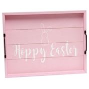 Elegant Designs Decorative Wood Serving Tray with Handles, 15.50" x 12", "Hoppy Easter"