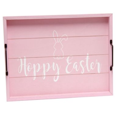 Elegant Designs Decorative Wood Serving Tray with Handles, 15.50" x 12", "Hoppy Easter". View a larger version of this product image.