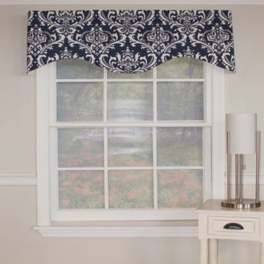 RLF Home Ozbourne Style All Season Best Quality Cornice Valance Navy 3" Rod Pocket 50W x 17L. View a larger version of this product image.