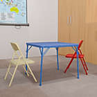 Alternate image 0 for Flash Furniture Kids Colorful 3 Piece Folding Table And Chair Set - Blue