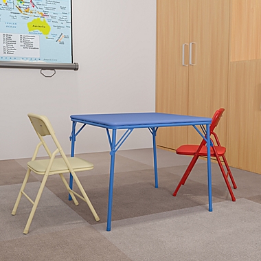 Flash Furniture Kids Colorful 3 Piece Folding Table And Chair Set - Blue. View a larger version of this product image.
