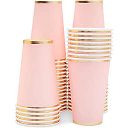 Juvale Light Pink Paper Cups, Disposable Party Supplies (12 oz, 50 Pack)