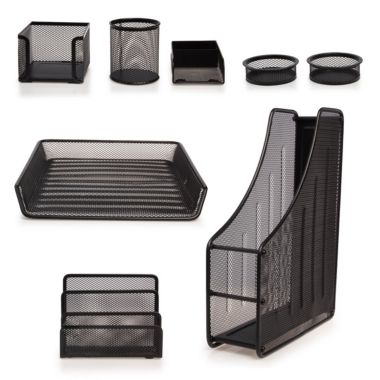 Simply Genius 8 PieceMesh Desk Organizer Set with Mail Holder PaperTray in Black. View a larger version of this product image.