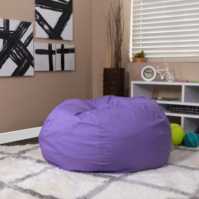 Emma + Oliver Oversized Solid Purple Refillable Bean Bag Chair for All Ages