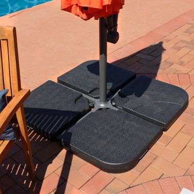 Sunnydaze Outdoor Heavy-Duty Fillable Cantilever Offset Cross Style Patio Umbrella Base Weight Plates - Black - 4pk. View a larger version of this product image.