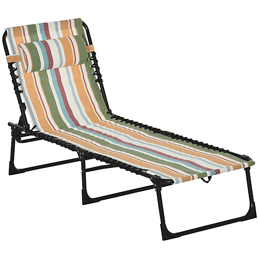 2 pcs Folding Sun Loungers Steel and Fabric Garden Chair Relaxer Patio Day Bed 