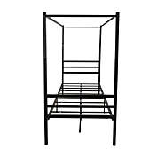 Infinity Merch Canopy Metal Bed with Headboard Mattress Full Size in Black