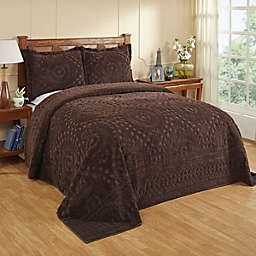 King Rio Collection 100% Cotton Tufted Unique Luxurious Floral Design Bedspread Chocolate - Better Trends