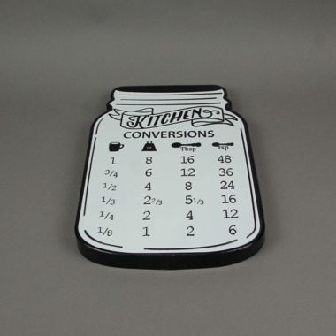 Things2Die4 Rustic Vintage Look Measurement Conversion Chart Metal Wall Hanging for Cooking or Baking 16 Inches High. View a larger version of this product image.