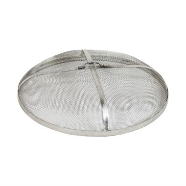 Sunnydaze Outdoor Heavy-Duty Steel Mesh Round Camp Fire Pit Spark Screen Lid with Grabber Ring Top - 30" - Silver. View a larger version of this product image.