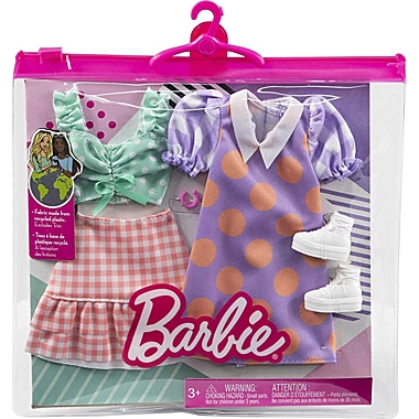 Barbie Fashions 2-Pack, 2 Outfits & 2 Accessories Polka Dot Blouse & Gingham Skirt. View a larger version of this product image.