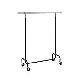 SONGMICS Clothes Rack with Wheels, Heavy-Duty Garment Rack with Extendable Hanging Rod, 286.6 lb Load Capacity, Clothing Rack for Hanging Clothes, All Metal, Chrome-Plated, Black and Silver
