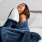 Alternate image 1 for Bare Home Sherpa Fleece Blanket - Fluffy & Soft Plush Bed Blanket - Hypoallergenic - Reversible - Lightweight (Dark Blue, Twin/Twin XL)
