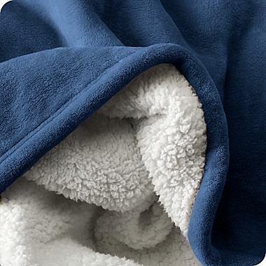 Bare Home Sherpa Fleece Blanket - Fluffy & Soft Plush Bed Blanket - Hypoallergenic - Reversible - Lightweight (Dark Blue, Twin/Twin XL). View a larger version of this product image.