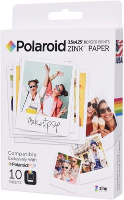 Polaroid 3.5 x 4.25 inch Premium Zink Border Print Photo Paper (10 Sheets) Compatible with Polaroid POP Instant Camera & Polaroid 3x4 Printer