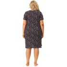 Alternate image 3 for Agnes Orinda Women's Plus Pattern Nightgown for Women, Stretch Pattern Short Sleeve Round Neck Sleep Dress Sleepwear Sleepshirts Nightdress Regular Fit Gown Dress, Navy Blue 2X