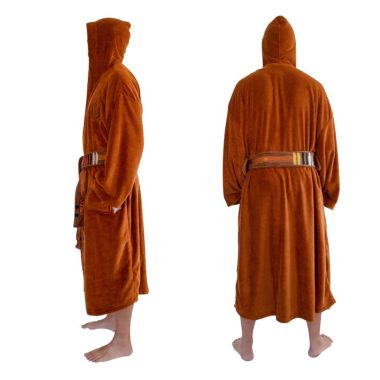 Star Wars Jedi Master Hooded Bathrobe for Men And Women   Soft Plush Spa Robe For Shower   Lightweight Fleece Housecoat With Belted Tie. View a larger version of this product image.