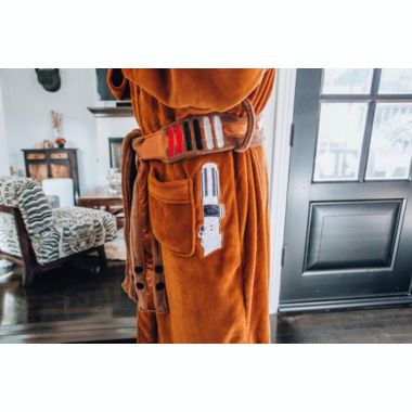 Star Wars Jedi Master Hooded Bathrobe for Men And Women   Soft Plush Spa Robe For Shower   Lightweight Fleece Housecoat With Belted Tie. View a larger version of this product image.