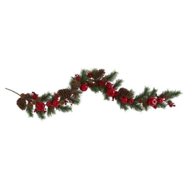 Nearly Natural 6' x 12" Apple, Berry and Pinecone Artificial Christmas Garland, Unlit. View a larger version of this product image.