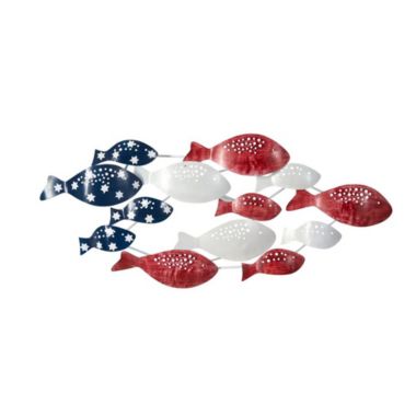 Nearly Natural 39" Patriotic Metal Fishes Wall Art decor. View a larger version of this product image.