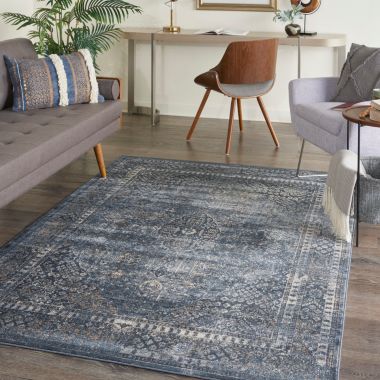 kathy ireland Home Malta MAI01 Navy/White/Brown Indoor Area Rug - 5'3 x 7'7. View a larger version of this product image.