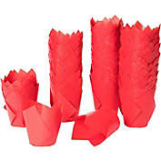 Juvale Tulip Cupcake Liners, Paper Baking Cups (3.5 Inches, Red, 300 Pack)