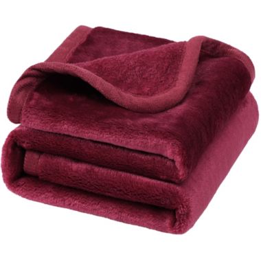 PiccoCasa Flannel Fleece Blanket Soft Warm Luxury Hemmed, Super Soft Fuzzy Cozy Flannel Blanket for Couch Sofa Bed, 23"X30", Burgundy. View a larger version of this product image.