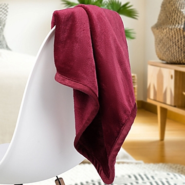 PiccoCasa Flannel Fleece Blanket Soft Warm Luxury Hemmed, Super Soft Fuzzy Cozy Flannel Blanket for Couch Sofa Bed, 23"X30", Burgundy. View a larger version of this product image.