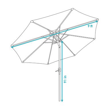Sunnydaze Outdoor Aluminum Pool Patio Umbrella with Push Button Tilt and Crank - 9' - Navy Blue Stripe. View a larger version of this product image.