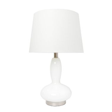 Lalia Home Contemporary Glass Dollop Table Lamp with White Fabric Shade - White. View a larger version of this product image.