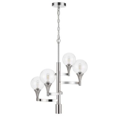 Cal Lighting 15W X 4 Milbank Metal Chandelier With A 3K Gu10 Led 6W Down Light (Bulb Included) Clear Round Glass Shades. View a larger version of this product image.