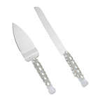 Alternate image 0 for Juvale Wedding Cake Knife and Server, Stainless Steel Cutting Set with Diamonds, Crystals, Ribbon