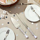 Alternate image 1 for Juvale Wedding Cake Knife and Server, Stainless Steel Cutting Set with Diamonds, Crystals, Ribbon