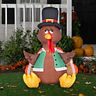 Alternate image 1 for Gemmy Airblown Outdoor Happy Turkey, 4 ft Tall, brown