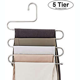 Kitcheniva Trousers Hanger Pants Hanger Rack 5 Layer S-Type Scarf Tie Organizer Stainless