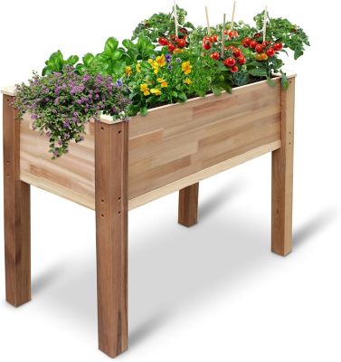 Jumbl Raised Canadian Cedar Garden Bed   Elevated Wood Planter for Growing Fresh Herbs, Vegetables, Flowers, Succulents & Other Plants at Home   Great for Outdoor Patio, Deck, Balcony   34x18x30"